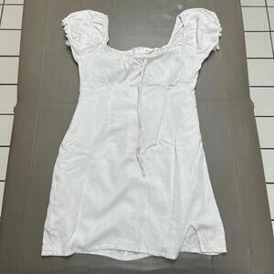 Romwe Chic White Puff Sleeve Mini Dress